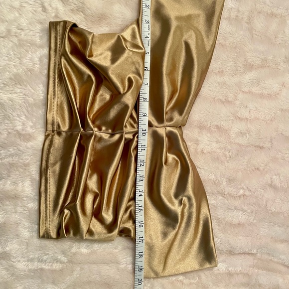 Women's Satin Off Shoulder Sexy Ruched Short Sleeve Slim Fit Blouse Crop Top - M - Picture 8 of 16